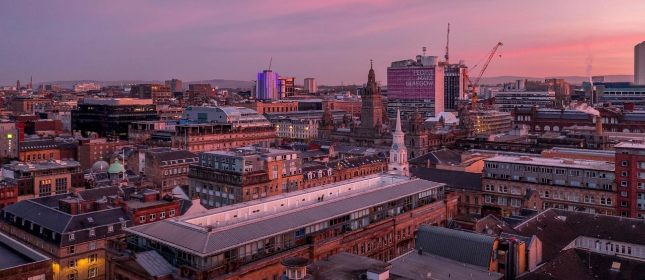 Glasgow's Merchant City skyline at dawn